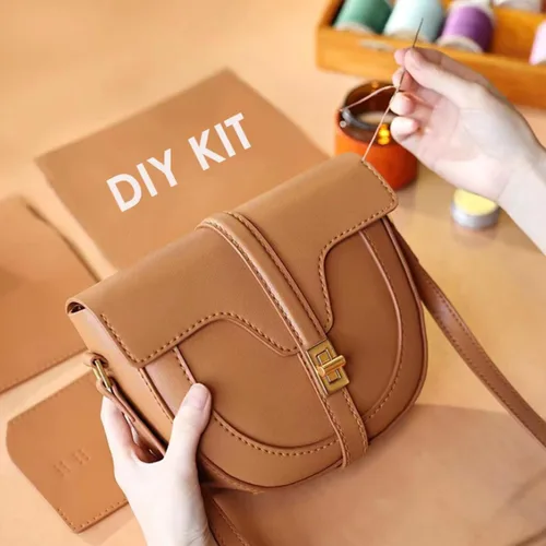 Miniatura 2 de POPSEWING Kit de bricolaje de 16 bolsas de sillín suaves de cuero, kit de bolsa de bricolaje para mujeres, bolsa de hombro, kits de trabajo de cuero