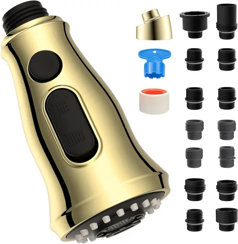 Reemplazo universal de cabezal de grifo de cocina con 15 adaptadores compatible con estándar americano/Kohler/Moen/Delta, cabezal rociador de grifo