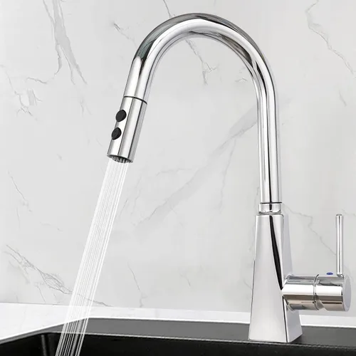 Miniatura 5 de Hibbent Rociador Extraíble para Fregadero, Cabezal de Grifo de Cocina de 2 Funciones, Cabezal de Rociador Retráctil para Baño con Conector Macho