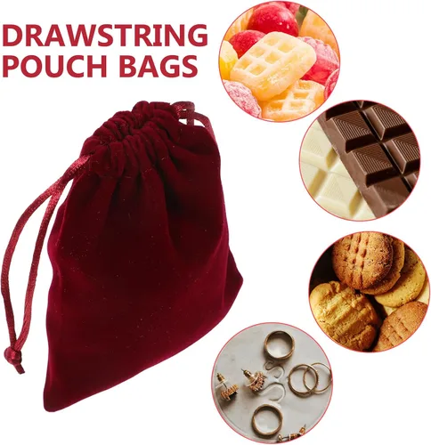 Miniatura 3 de 10 bolsas de regalo de terciopelo con cordón de 3.5x4.7 in reutilizables para dulces, bodas, fiestas, recuerdos de San Valentín, rojo