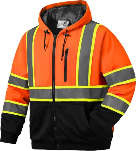 Miniatura 16 de SKSAFETY Hi Vis - Sudaderas con capucha de seguridad para el trabajo para hombre, chaqueta con capucha reflectante de alta visibilidad de clase 3