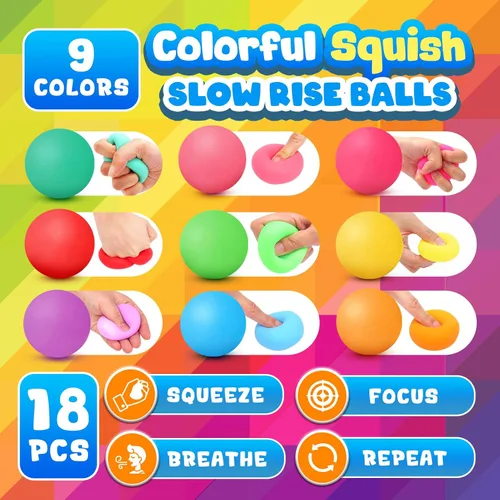 Miniatura 4 de Pelotas estrujables para el estrés: paquete de 18 mini bolas antiestrés para niños y adultos, bola de masa suave, bola sensorial de levantamiento