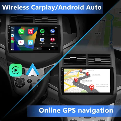 Miniatura 3 de Estéreo de coche Android 13 para Chevy Aveo Sonic 2011-2015, pantalla táctil de 9 pulgadas, radio de coche con CarPlay inalámbrico Android Auto