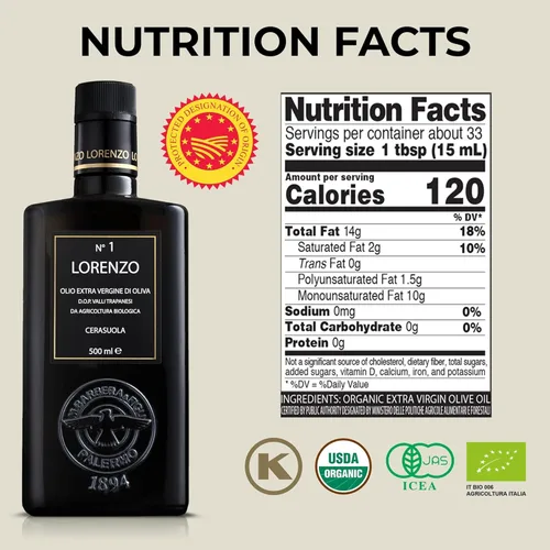 Miniatura 2 de Barbera Lorenzo #1 Aceite de oliva virgen extra orgánico DOP Valli Trapanesi, aceite de oliva siciliano auténtico extraído en frío, aceite de oliva