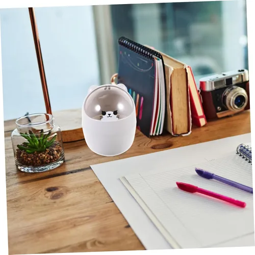 Miniatura 4 de SEWACC Bote de basura de escritorio lindo de dibujos animados para mesa de basura, mini papelera de escritorio con tapa, pequeño bote de basura