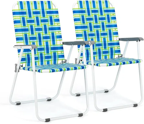 VINGLI Juego de 2 sillas plegables de malla para patio, silla de playa portátil para exteriores, silla de camping, silla de playa para patio, Azul