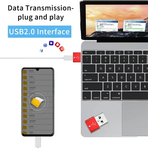 Miniatura 3 de BoxWave Adaptador compatible con Chuwi HiPad Plus - USB-A a C PortChanger (paquete de 5), USB Tipo-C OTG USB-A Convertir datos de carga - Plateado