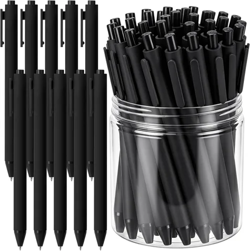 Miniatura 9 de Crtiin 50 bolígrafos de gel a granel, punta fina de 0.020 in de tinta negra con bolígrafos retráctiles de secado rápido de varios