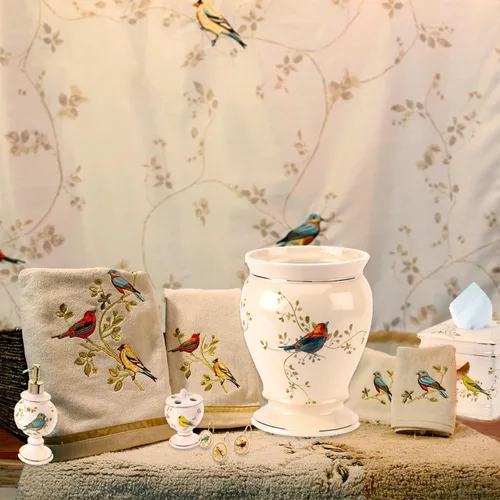 Miniatura 5 de Avanti Linens - Cortina de tela para la ducha, decoración de baño inspirada en la naturaleza (Colección Aves Doradas, 72")