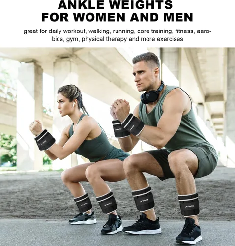 Miniatura 5 de Pesas de tobillo ajustables para mujeres y hombres de 1, 2, 4, 5, 6, 8, 10 libras, 1 par de pesas para piernas, muñeca, mano, brazo, pesas