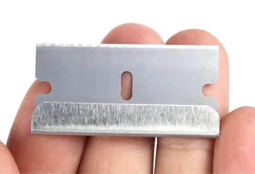 Miniatura 3 de Paquete de 10 cuchillas de afeitar de un solo filo, maquinilla de afeitar de borde recto, diez cuchillas planas afiladas en una práctica caja