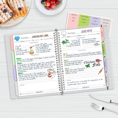 Miniatura 3 de LuBudingJoy Libro de recetas en blanco para escribir en tus propias recetas, libro de recetas familiar extraíble de tapa dura de 8.5 x 11 pulgadas