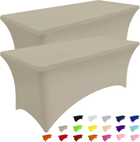 Miniatura 35 de Smiry Paquete de 2 manteles de elastano de 6 pies, fundas de mesa elásticas ajustables extensibles, lavables y sin arrugas, rectangulares para mesa