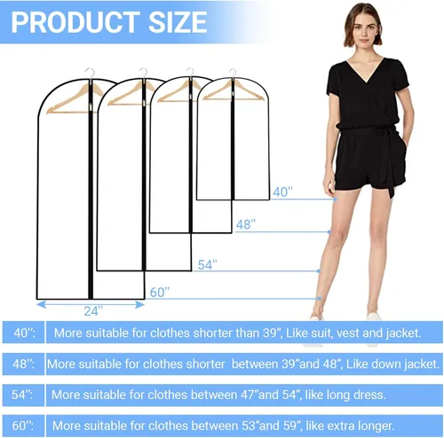 Miniatura 2 de Bolsas transparentes para colgar ropa, 40 pulgadas (juego de 6), bolsas de traje para almacenamiento en armario, bolsas de plástico a prueba