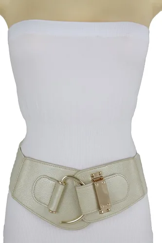 Miniatura 59 de TFJ - Cinturón ancho de moda para mujer, cintura alta, hebilla de gancho de metal dorado, talla XS, S, M, L, XL