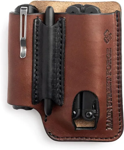 Bolsa EDC de cuero fabricada en Estados Unidos | Funda multiherramienta de cuero para hombres | Clip para cinturón/organizador de bolsillo para