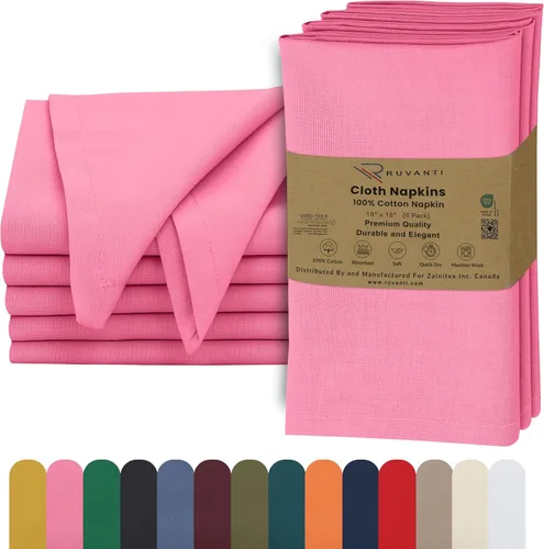 Miniatura 29 de Ruvanti - Servilletas de tela, paquete de 6, 45x45 centímetros, 100% algodón, lavables, suaves y absorbentes, perfectas para bodas, cenas de Belleza