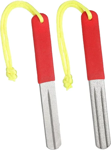 Miniatura 9 de Skylety 2 piezas de archivos de gancho afilador de gancho para pesca de diamante con mango portátil de doble cara grano fino y medio para pesca