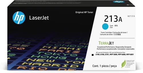 HP 213A Cartucho de tóner original LaserJet Cian W2131A. Funciona LaserJet Enterprise 5700, 5800, 6700, 6701, 6800, 6801