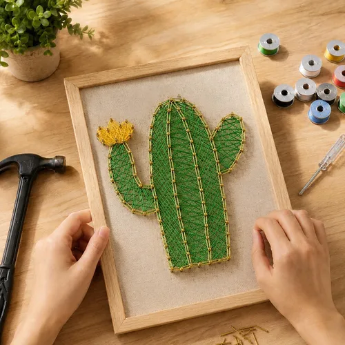Miniatura 8 de RM Studio - Set de arte con hilos DIY con todos los accesorios y marco para niños, estudiantes, adultos principiantes, decoración hecha a mano, Aloe