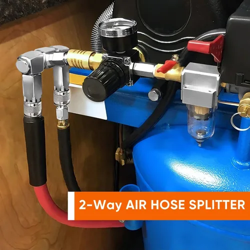Miniatura 6 de FIXSMITH Conector de manguera de aire: divisor de manguera de aire de 2 vías, 1/4 en NPT, accesorios para compresores de aire, conectores giratorios