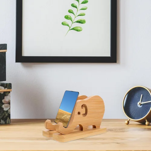 Miniatura 9 de UKCOCO Soporte de almohada de bambú de madera para teléfono Soporte de teléfono de elefante Soporte de teléfono Base de soporte de teléfono de bambú