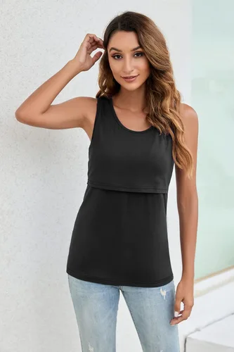 Miniatura 4 de Sosolism Rayon Nursing Tank Top for Breastfeeding Sleeveless Maternity Vest Pregnancy Clothes Maternity 3 Pack