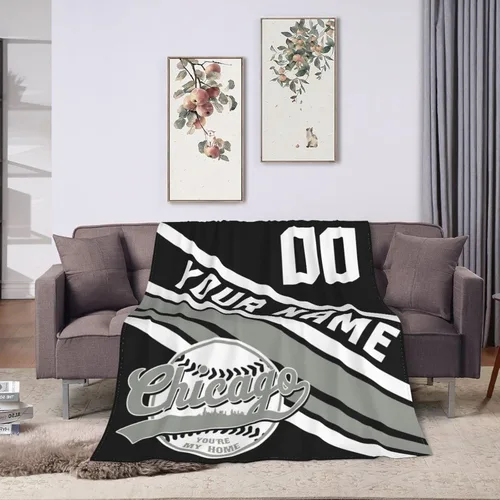 Miniatura 17 de Wream Manta personalizada para fanáticos de la cama, regalo de béisbol con nombre y número de ciudad de béisbol, manta de forro polar de invierno