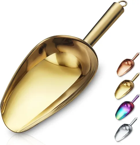 Miniatura 10 de Berglander Cuchara de hielo de acero inoxidable oro rosa de 6 onzas, cuchara de hielo de metal chapado en cobre de titanio para máquina de hielo, 4.