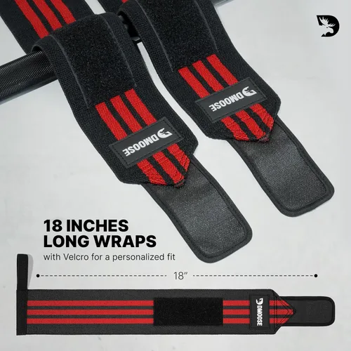 Miniatura 6 de DMoose Fitness Muñequeras para levantamiento de pesas de 18 pulgadas – Envoltura de gimnasio resistente con lazo para el pulgar para apoyo y alivio