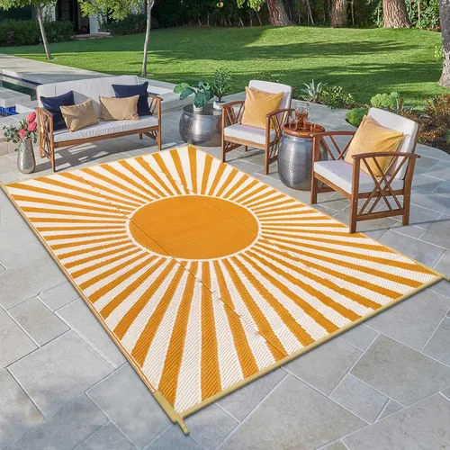 Miniatura 24 de Anidaroel Alfombras de exterior de 6 x 9 pies para patios, impermeables, reversibles, de plástico tropical, alfombra de campamento, alfombra grande
