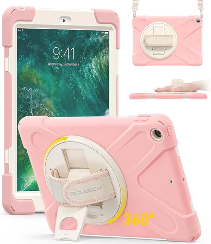 Miniatura 11 de BRAECN Funda para iPad 6ª/5ª Generación, Funda iPad 9.7 2018/2017 - Resistente a Prueba de Golpes con Soporte para Lápices, Correa de Hombro
