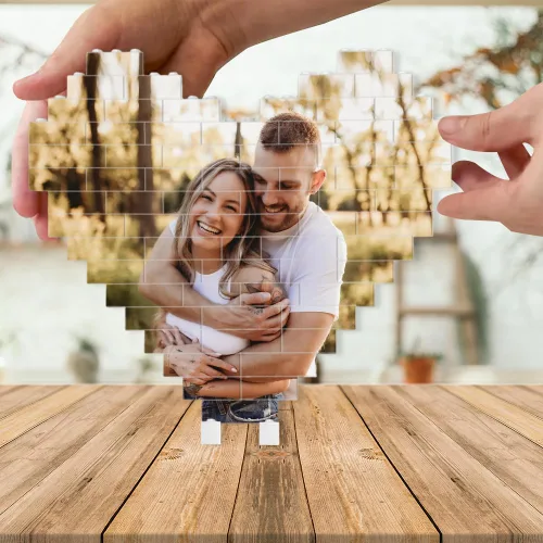 Miniatura 6 de Bloque de fotos de ladrillo de construcción de corazón personalizado, rompecabezas de imagen personalizado para parejas, familia o amigos, día