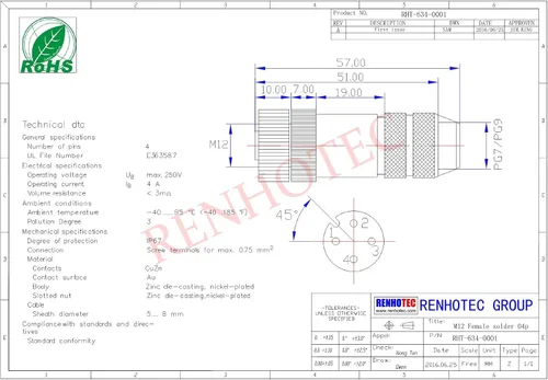 Miniatura 5 de Elecbee 5 unids Profibus M12 A Código Campo Cable Conector 4 Pin hembra Asamblea Enchufe Shiled para 22AWG 0.34mm² Cable