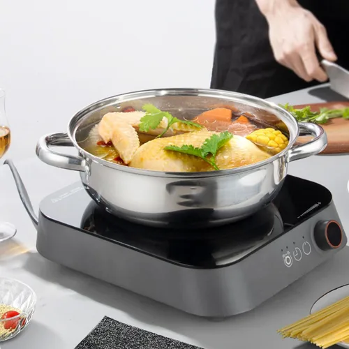 Miniatura 2 de Olla de vapor con tapa, olla multiusos de acero inoxidable para cocinar al vapor, 11 pulgadas para verduras, guisos, pasta, albóndigas, salsa