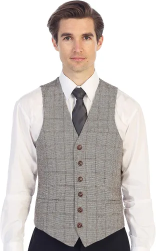 Miniatura 62 de Gioberti Chaleco de tweed formal de 6 botones para hombres