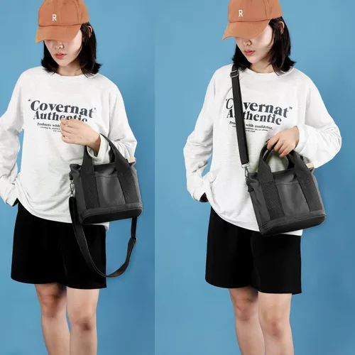 Miniatura 2 de Pequeño bolso cruzado de lona con múltiples bolsillos, mini bolso casual tipo hobo para mujer