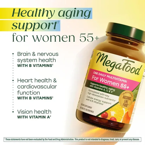 Miniatura 4 de MegaFood Multivitamínico para mujeres 55+ One Daily Multivitamínico para mujer con vitamina D3, C, zinc y vitamina B12 biodisponible y folato