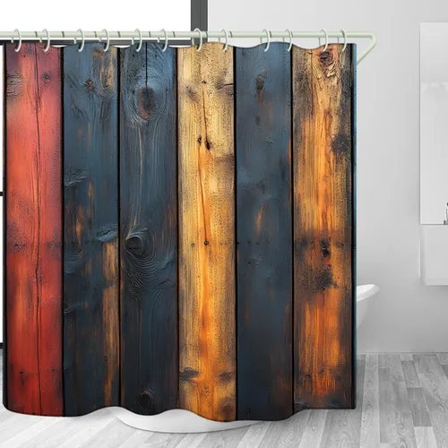 Miniatura 31 de Juego de cortinas de ducha de lámina dorada de ágata amatista (con 12 ganchos blancos en C), cortina de baño de tela de geoda impermeable