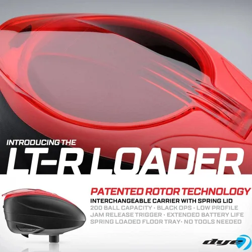 Miniatura 2 de Dye LT-R - Cargador electrónico para paintball Rojo con alimentación rápida negra