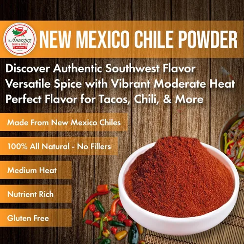 Miniatura 3 de Chili en polvo de Nuevo México (4 onzas), natural y de alta calidad. Ideal para guisos, sopas, masajes de carne, salsa, enchiladas y más. Calor