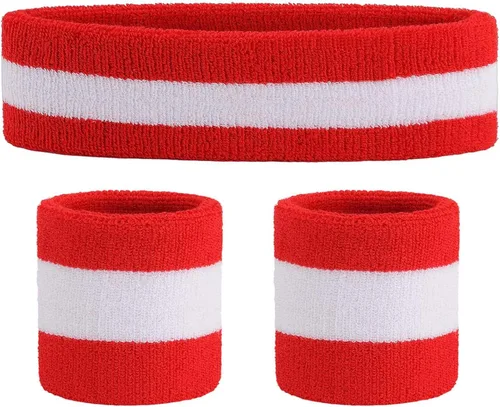 Miniatura 93 de ONUPGO - Conjunto de diadema y muñequeras deportivas para el sudor, hechas de algodón con bucles, muñequeras, contra humedad