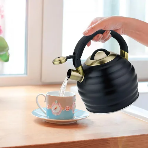 Miniatura 8 de Tetera de Té para Estufa Superior con Silbato, Tetera de 3.2 Quarts de Acero Inoxidable con Asa Ergonómica Resistente al Calor