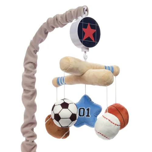 Lambs & Ivy Baby Sports Musical Baby Crib Mobile Chupete Juguete - Gris