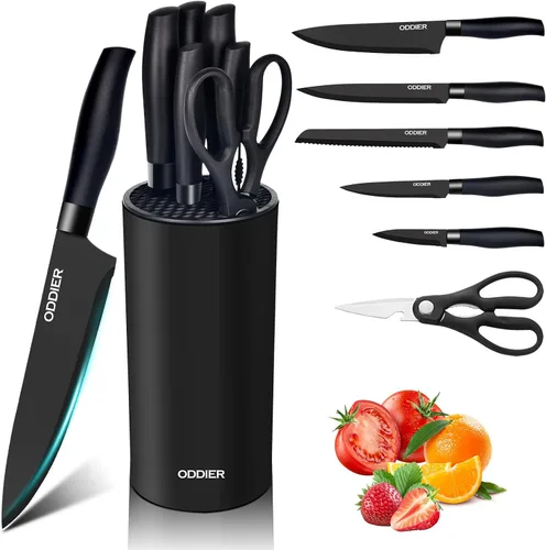 Miniatura 10 de Juego de cuchillos, juego de 10 piezas de cuchillos de cocina con bloque y afilador, juego de cuchillos de acero inoxidable antióxido para cocina