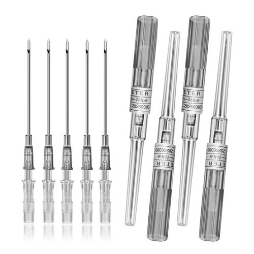 Miniatura 12 de 20G Agujas para piercing con catéter - 6 piezas de agujas para perforación, agujas huecas para catéter para oreja, nariz, ombligo, pezón, labio