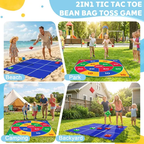 Miniatura 8 de Giant Tic Tac Toe Bean Bag Toss Outdoor Games Double-Sided Large Tic Tac Toe Game Outside Game Lawn Yard Backyard Field Day Carnival