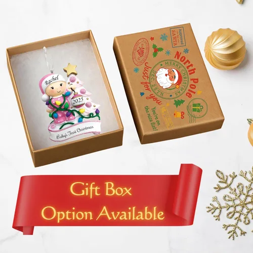 Miniatura 3 de Adorno de la primera Navidad del bebé 2025 – Árbol decorativo para niña – Recuerdo personalizado de vacaciones – Adorno personalizado de mi primera