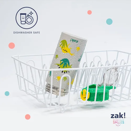 Miniatura 8 de Zak Designs Sage Kids - Botella de agua para la escuela, viajes o en casa, botella de agua de acero inoxidable de 14 onzas con pajilla, asa y tapa