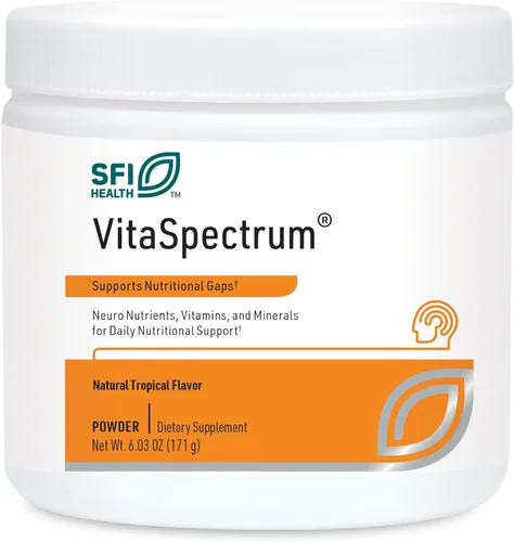 Klaire Labs SFI Health VitaSpectrum - Polvo multivitamínico/mineral para niños con 23 nutrientes esenciales, sabor tropical para niños, sin cobre,